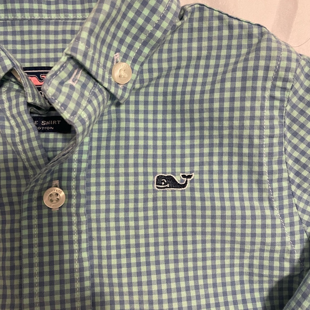 Vineyard Vines Green and Blue Checkered Button Down Shirt